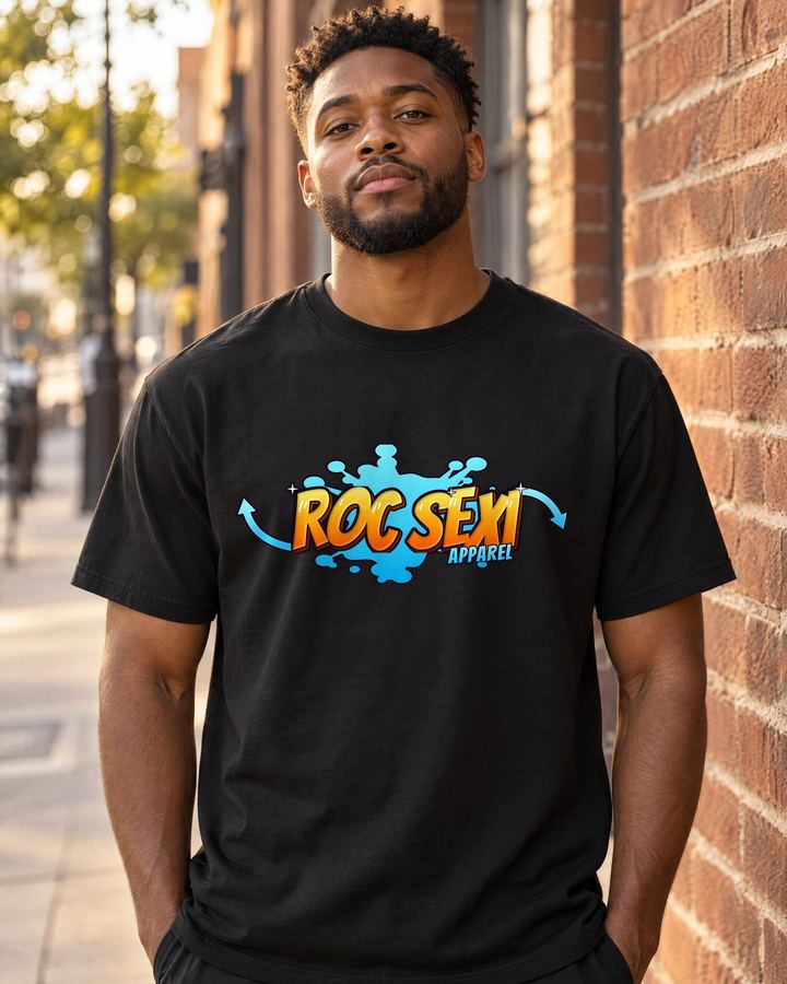 Orange Arrows design on Roc Sexi Apparel shirt