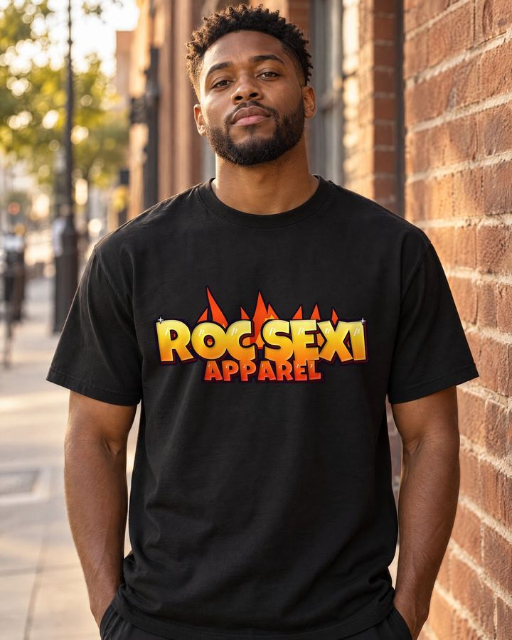 Fire design on Roc Sexi Apparel shirt