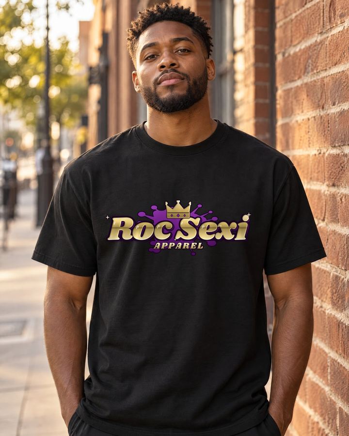 Purple & Gold Crown design on Roc Sexi Apparel shirt